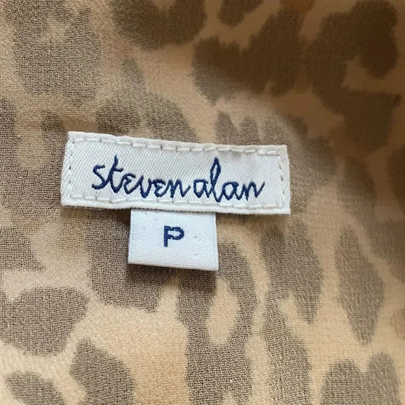 Steven Alan silk sleeveless dress Cheetah print Cream tan brown Size 0 - Picture 10 of 13